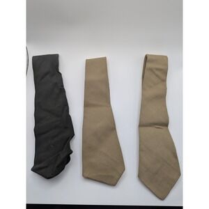 3 Vintage 1950s Air Force USAF Military Neck Ties Standard Issue B1667 Green Tan